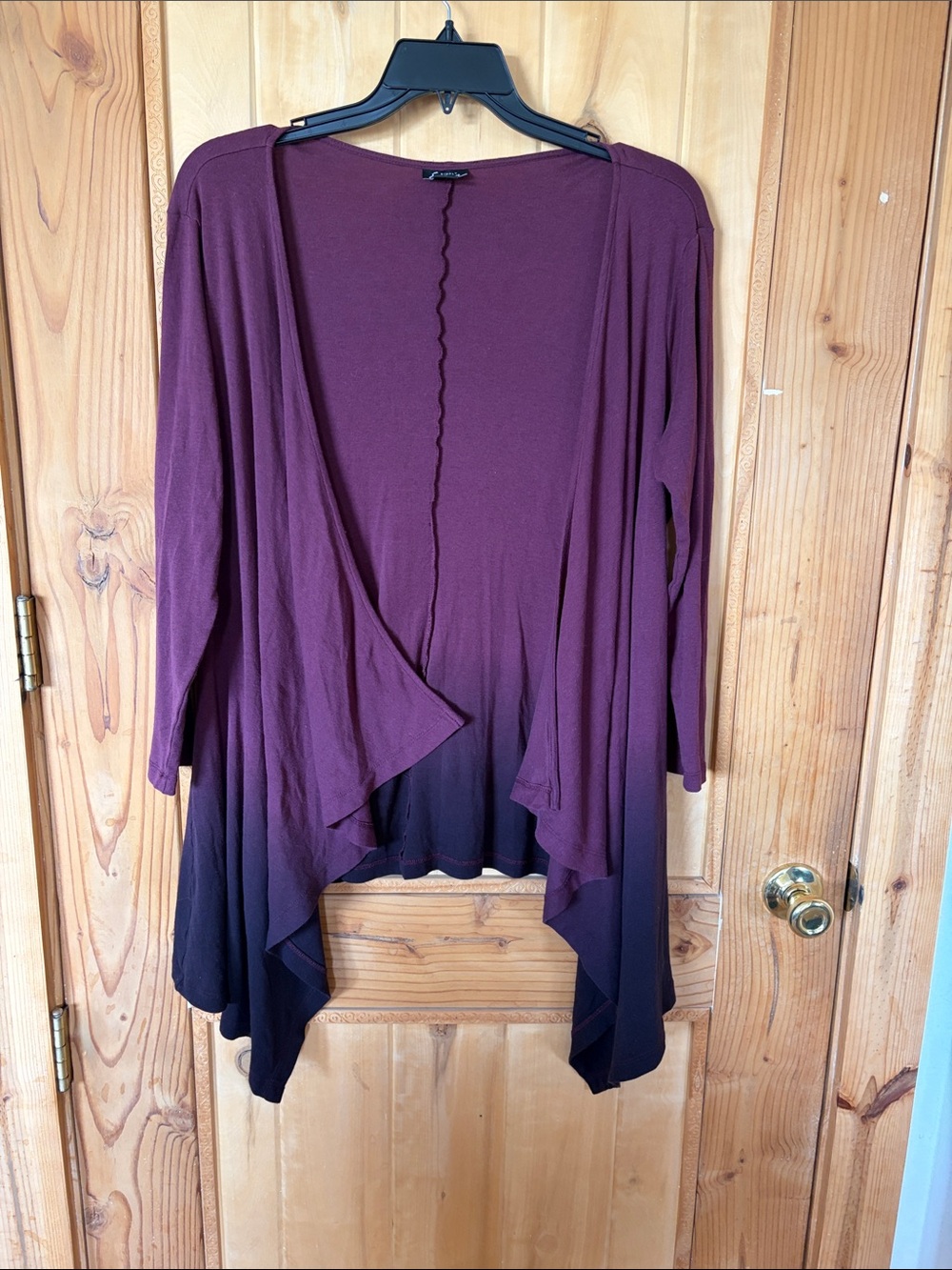 Simply Emma Womens Burgundy to Black Ombre Open-Front Cardigan